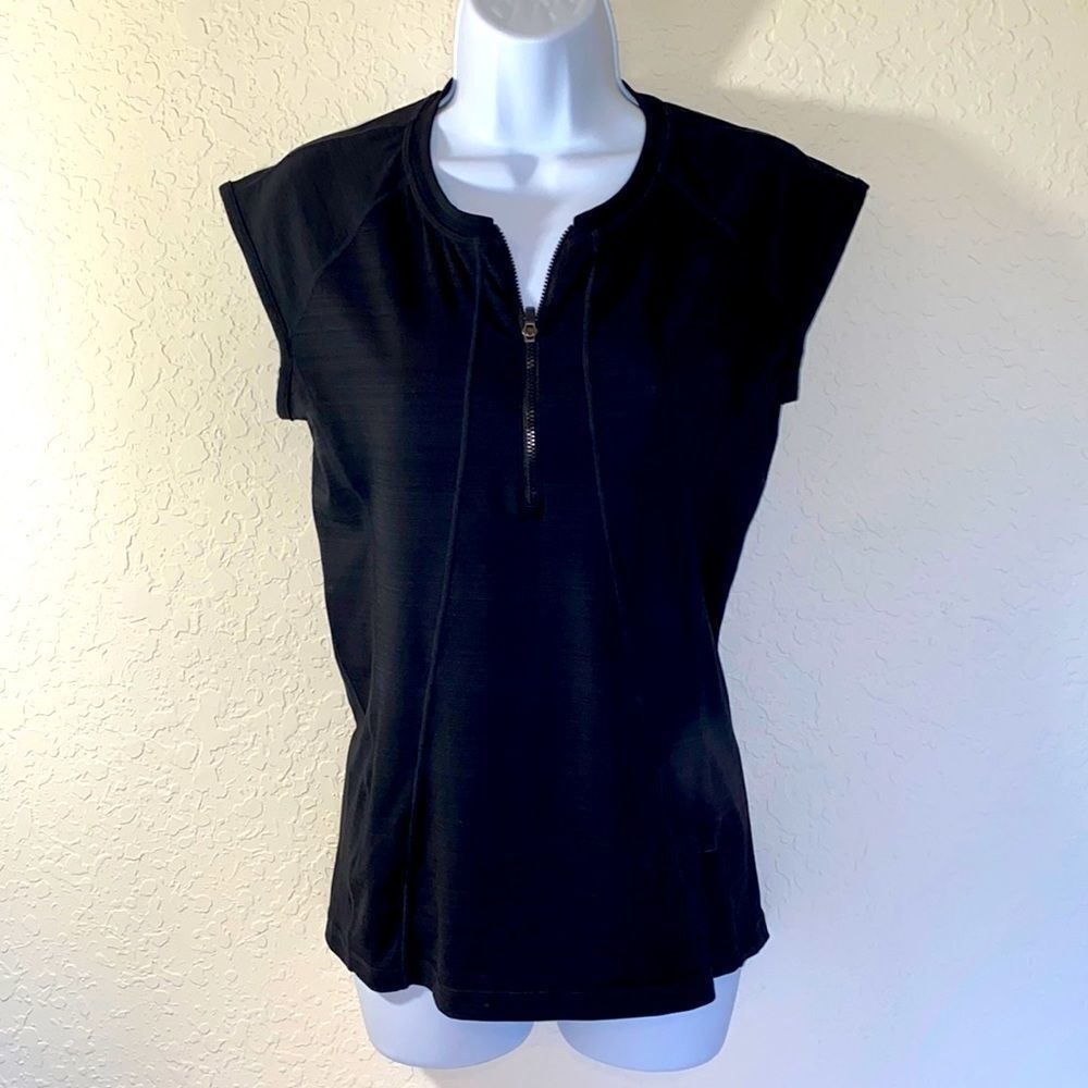 Athleta Black Sleeveless Quarter Zip Athletic Top - Picture 3 of 11